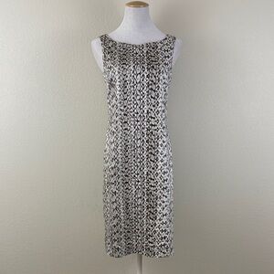 Max Mara Snake Print Elegant Brown and White Patterned Dress Size 6